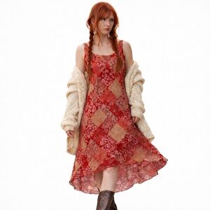 Practical Magic style Patchwork Dress Red Sleeveless Women Size 8 whimsigoth Y2K